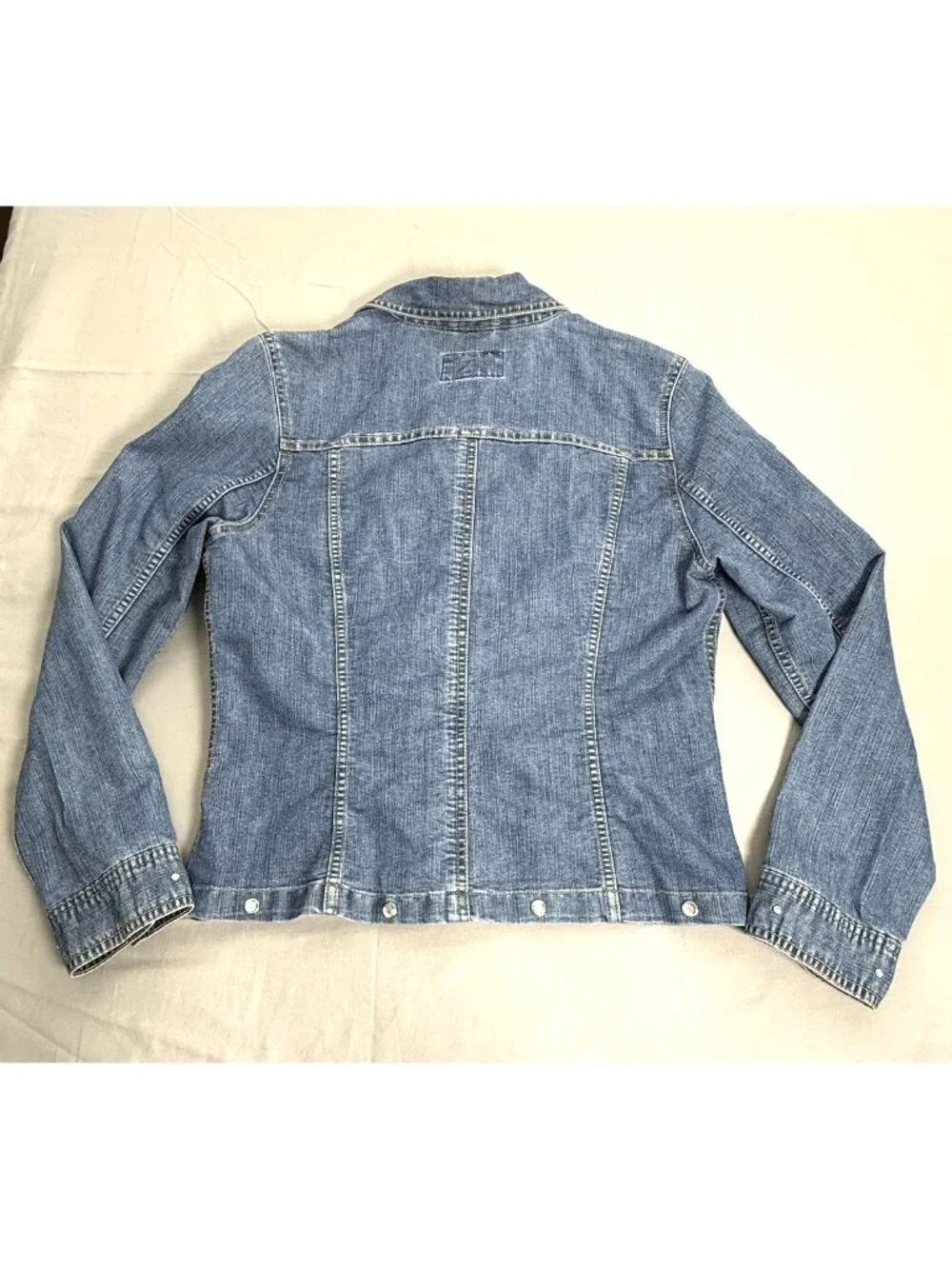 Cherokee Denim Utility Jacket Womens S Blue Jean Custom Rhinestone Studded Chore